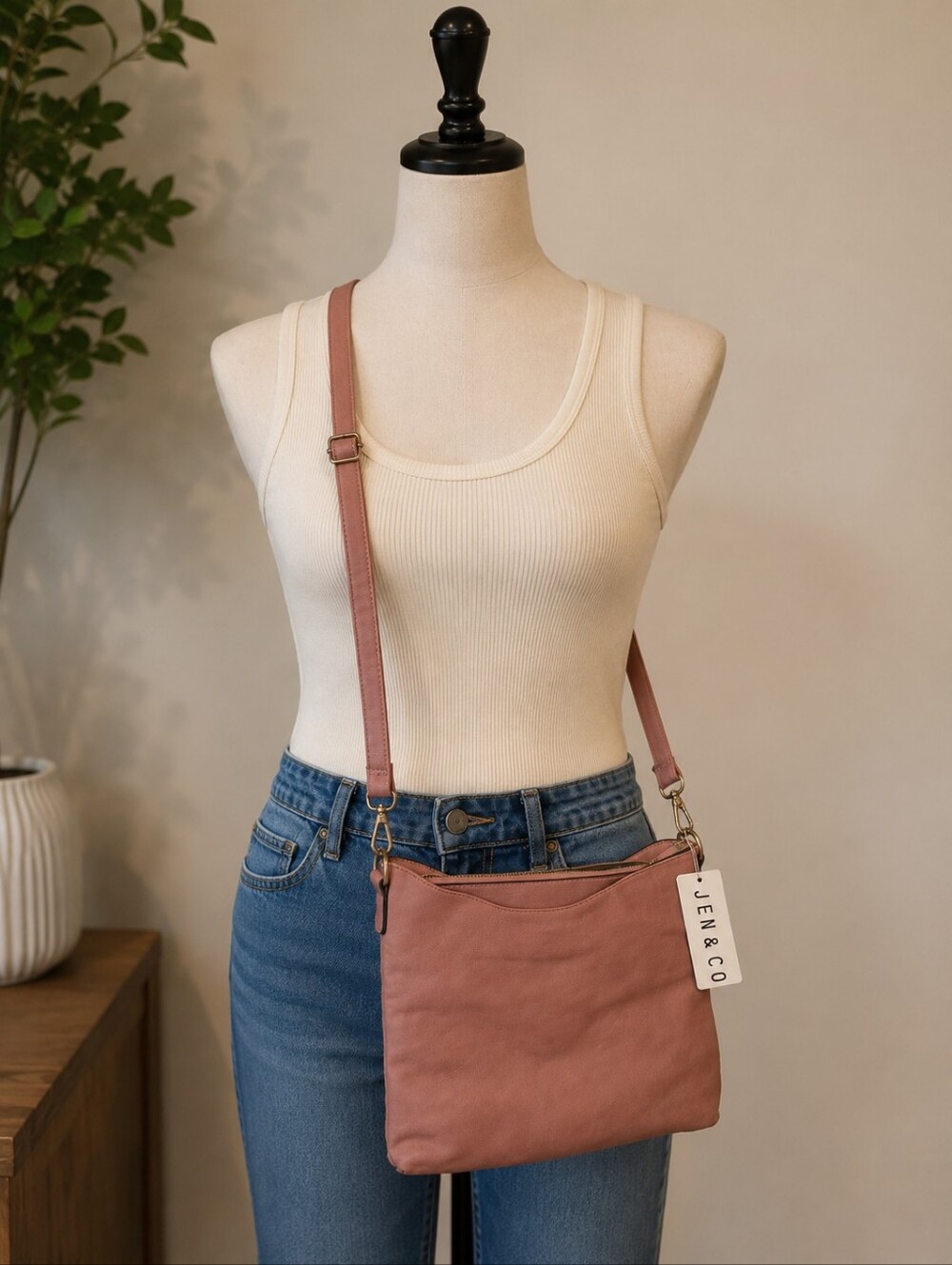 JEN & CO Dusty Rose Crossbody Bag